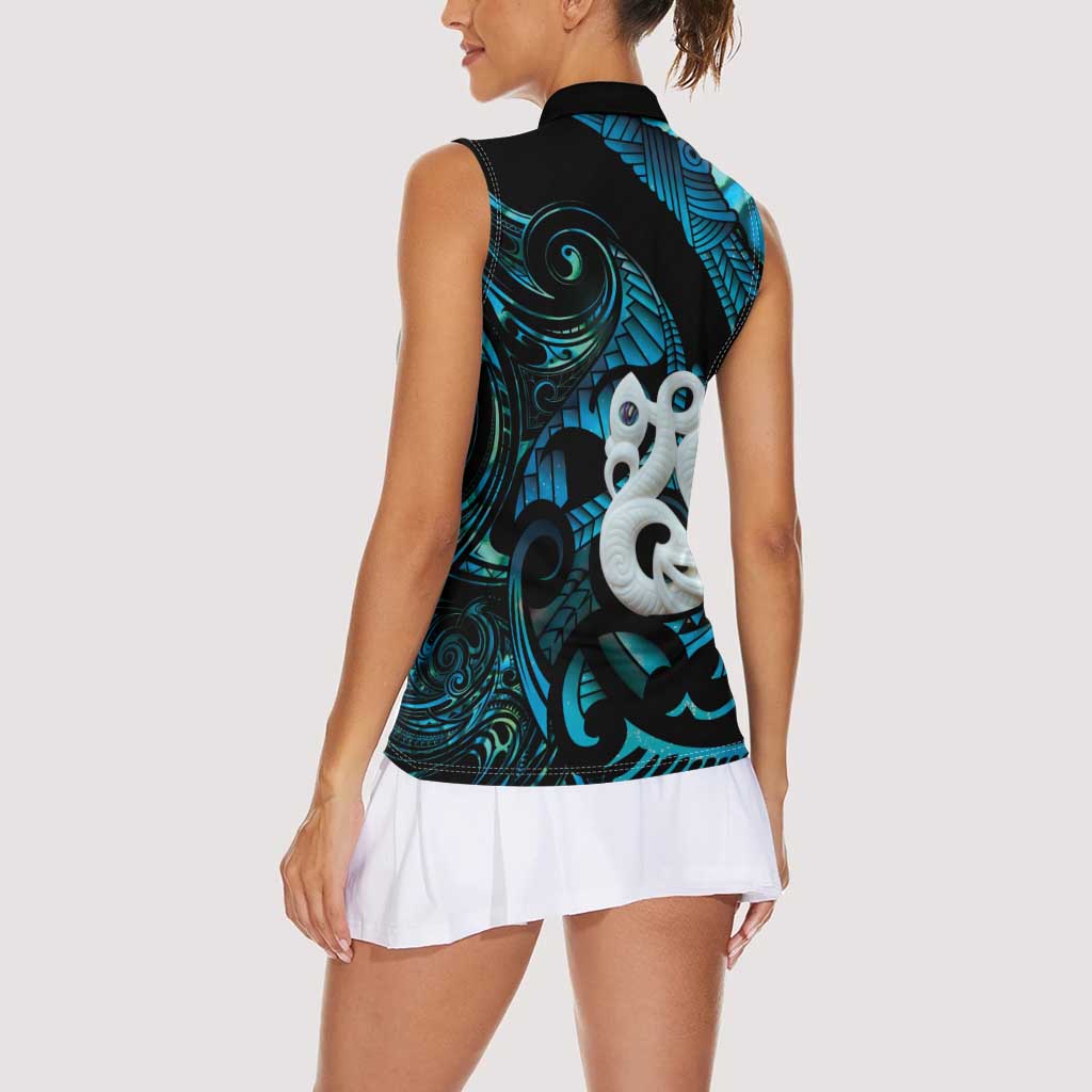 Manaia New Zealand Matariki Women Sleeveless Polo Shirt NZ Paua Shell Maori Art LT14 - Polynesian Pride