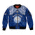 Marshall Islands Sleeve Zip Bomber Jacket Blue Polynesian Tribal Mix Coat Of Arms LT14 Unisex Blue - Polynesian Pride