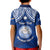 Personalised Marshall Islands Kid Polo Shirt Blue Polynesian Tribal Mix Coat Of Arms LT14 - Polynesian Pride