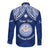 Personalised Marshall Islands Long Sleeve Button Shirt Blue Polynesian Tribal Mix Coat Of Arms LT14 - Polynesian Pride