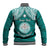 Personalised Marshall Islands Baseball Jacket Turquoise Polynesian Tribal Mix Coat Of Arms LT14 - Polynesian Pride