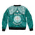 Personalised Marshall Islands Bomber Jacket Turquoise Polynesian Tribal Mix Coat Of Arms LT14 - Polynesian Pride