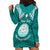 Personalised Marshall Islands Hoodie Dress Turquoise Polynesian Tribal Mix Coat Of Arms LT14 - Polynesian Pride