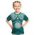 Personalised Marshall Islands Kid T Shirt Turquoise Polynesian Tribal Mix Coat Of Arms LT14 Turquoise - Polynesian Pride