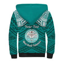 Personalised Marshall Islands Sherpa Hoodie Turquoise Polynesian Tribal Mix Coat Of Arms LT14 - Polynesian Pride