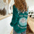 Personalised Marshall Islands Women Casual Shirt Turquoise Polynesian Tribal Mix Coat Of Arms LT14 - Polynesian Pride