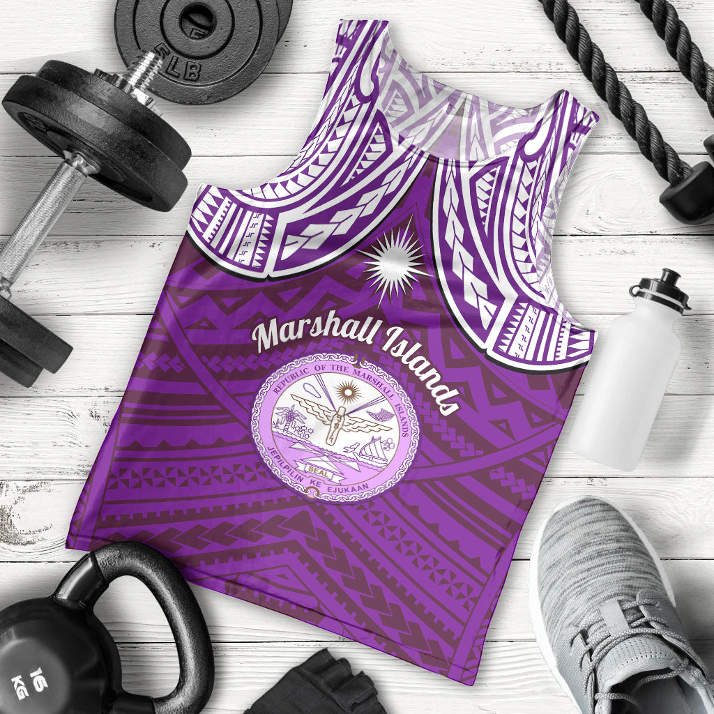 Personalised Marshall Islands Men Tank Top Purple Polynesian Tribal Mix Coat Of Arms LT14 Purple - Polynesian Pride