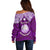 Personalised Marshall Islands Off Shoulder Sweater Purple Polynesian Tribal Mix Coat Of Arms LT14 - Polynesian Pride