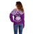 Personalised Marshall Islands Off Shoulder Sweater Purple Polynesian Tribal Mix Coat Of Arms LT14 - Polynesian Pride