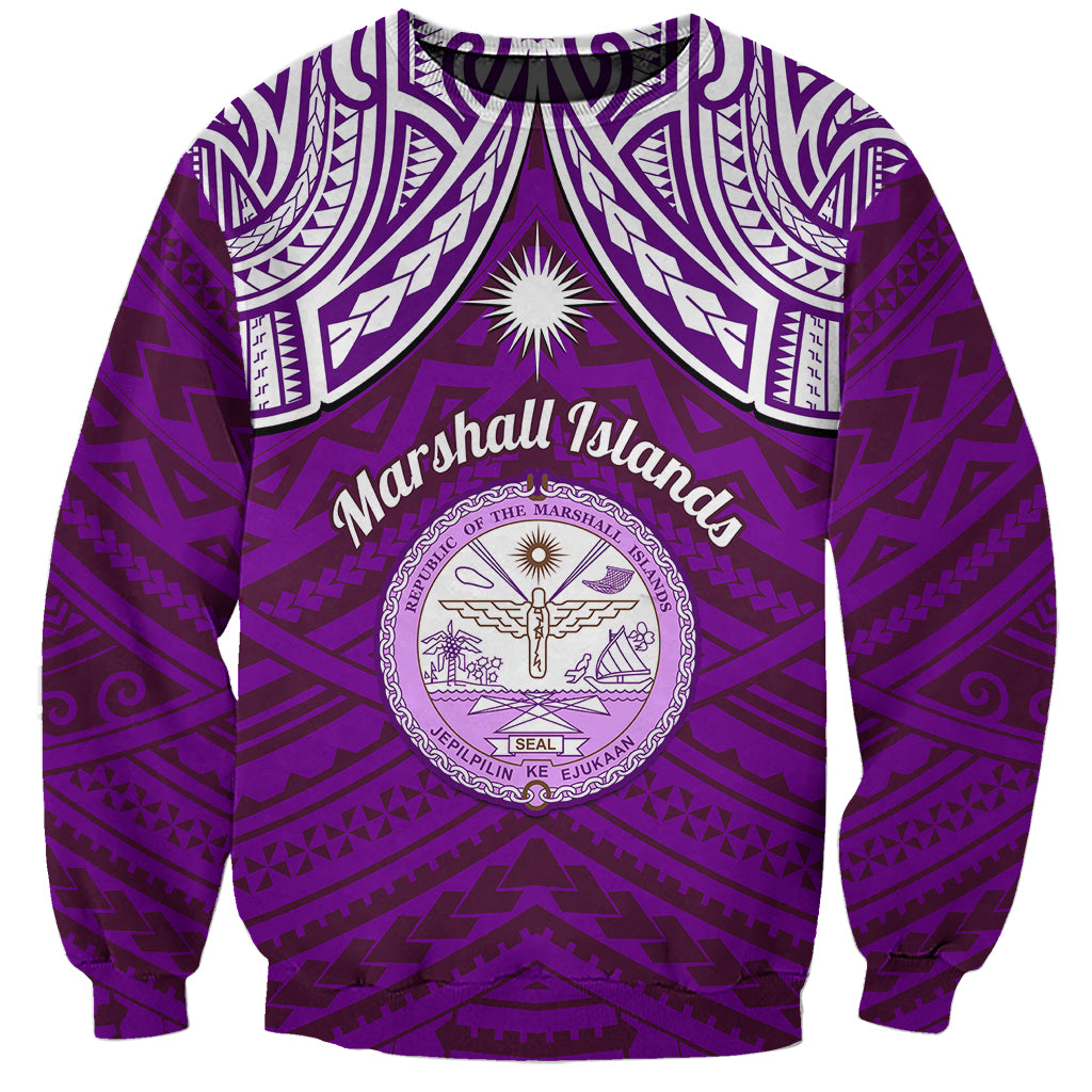 Personalised Marshall Islands Sweatshirt Purple Polynesian Tribal Mix Coat Of Arms LT14 Unisex Purple - Polynesian Pride