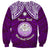 Personalised Marshall Islands Sweatshirt Purple Polynesian Tribal Mix Coat Of Arms LT14 - Polynesian Pride