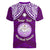 Personalised Marshall Islands Women V Neck T Shirt Purple Polynesian Tribal Mix Coat Of Arms LT14 - Polynesian Pride