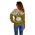 Personalised Marshall Islands Off Shoulder Sweater Gold Polynesian Tribal Mix Coat Of Arms LT14 - Polynesian Pride