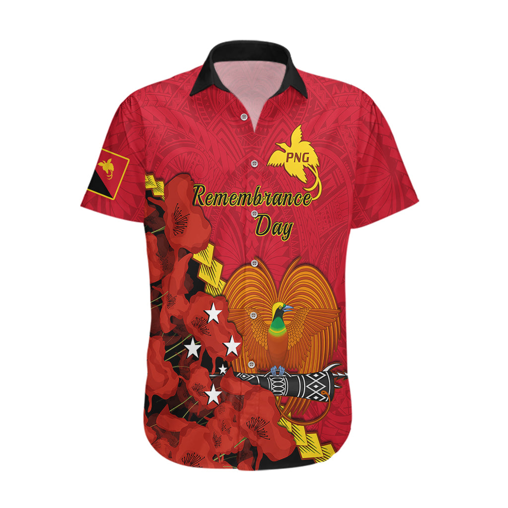 Polynesian Pride Remembrance Day PNG Hawaiian Shirt Papua New Guinea We Will Remember Them LT14 Red - Polynesian Pride