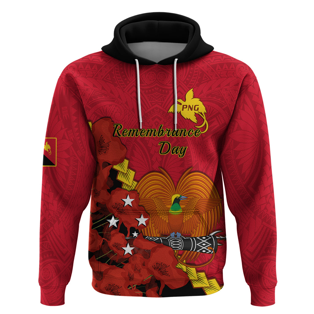 Custom Remembrance Day PNG Hoodie Papua New Guinea We Will Remember Them LT14 Pullover Hoodie Red - Polynesian Pride