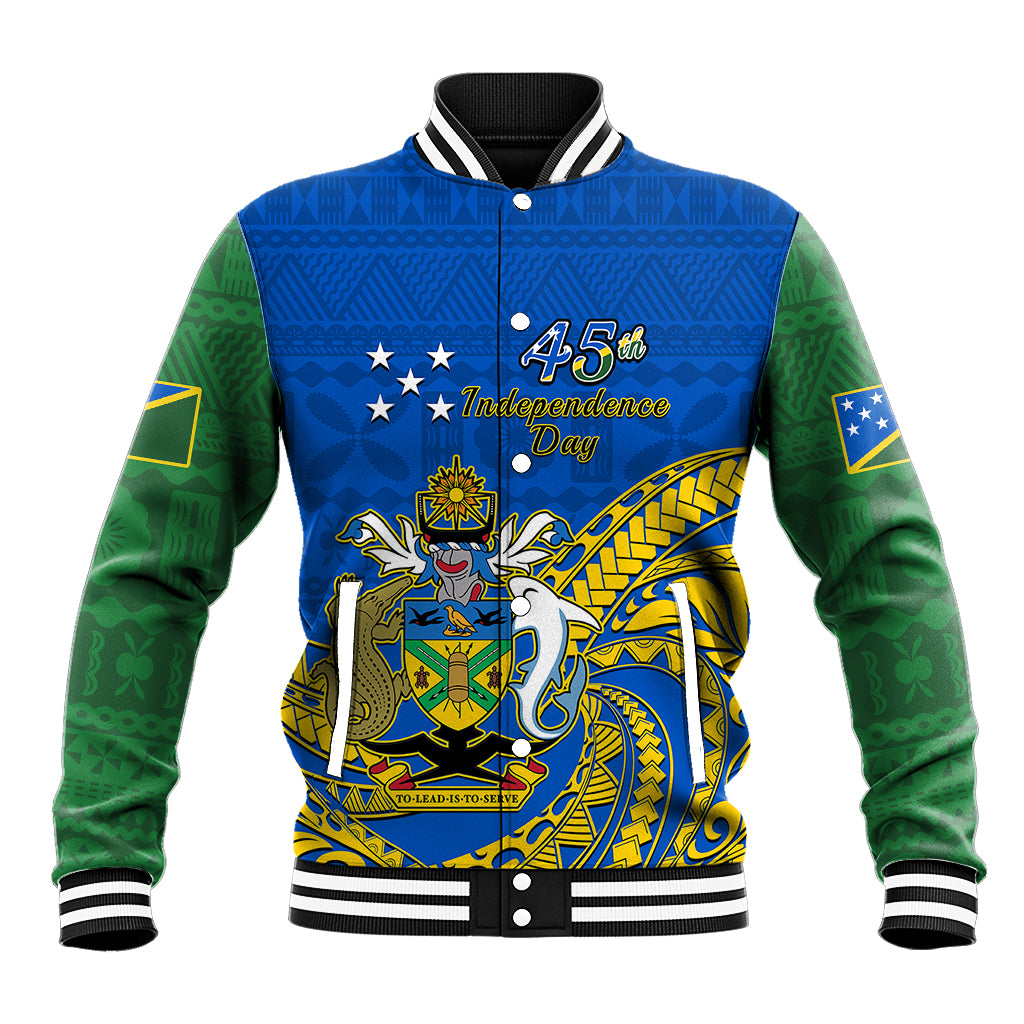Polynesian Pride Independence Day Solomon Islands Baseball Jacket Happy 45th Anniversary LT14 Unisex Blue - Polynesian Pride