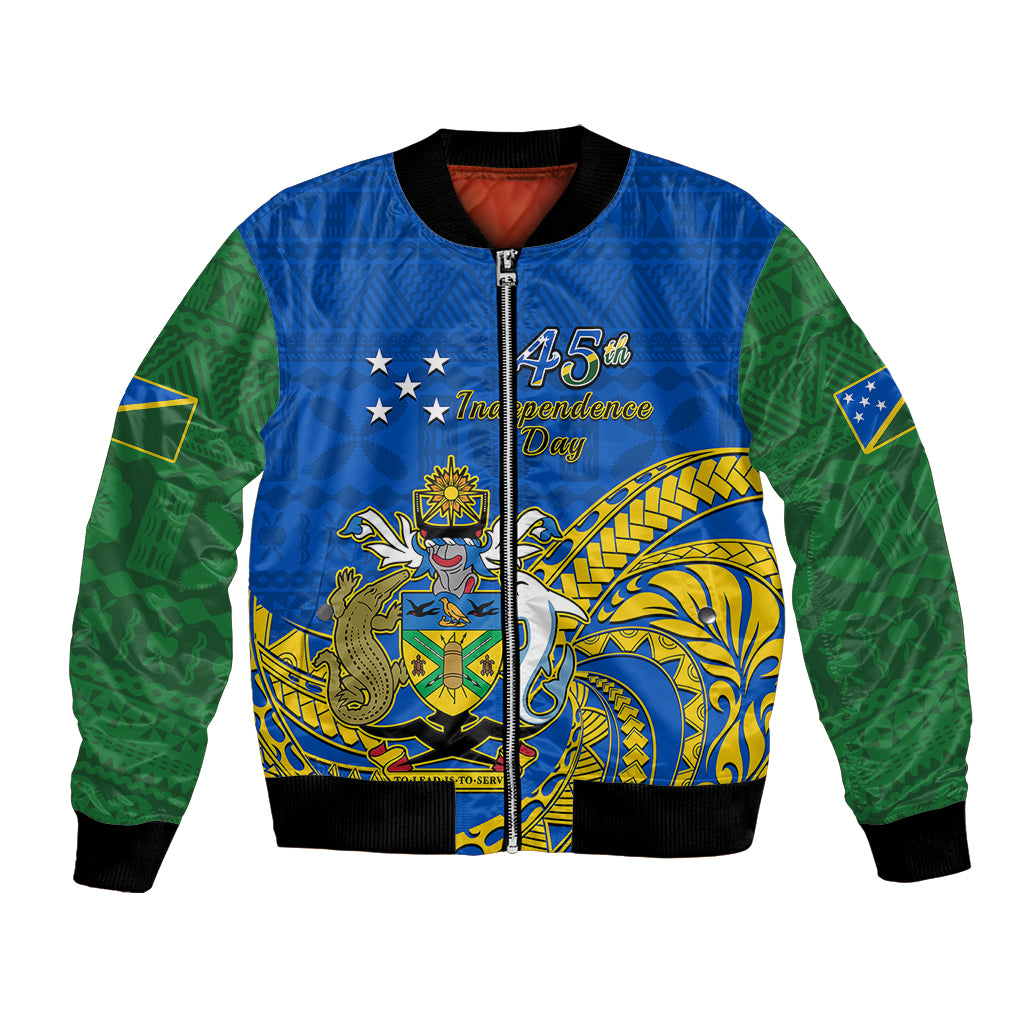 Polynesian Pride Independence Day Solomon Islands Bomber Jacket Happy 45th Anniversary LT14 Unisex Blue - Polynesian Pride