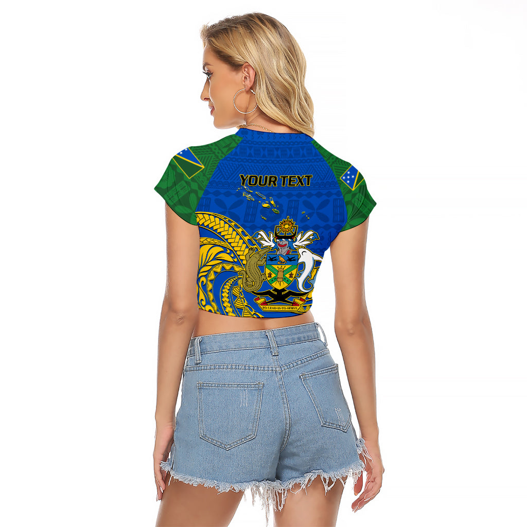 Personalised Independence Day Solomon Islands Raglan Cropped T Shirt Happy 45th Anniversary LT14 - Polynesian Pride