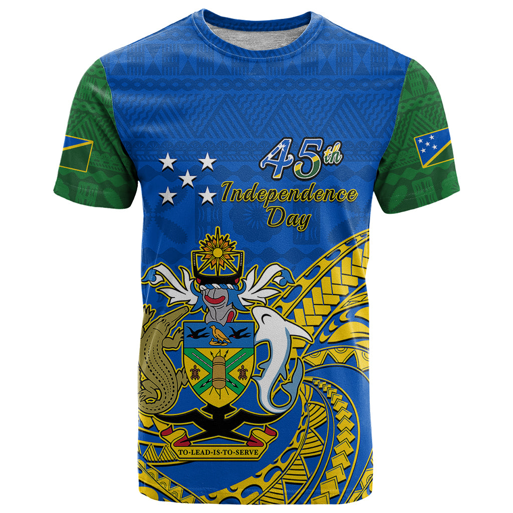 Custom Independence Day Solomon Islands T Shirt Happy 45th Anniversary LT14 Blue - Polynesian Pride