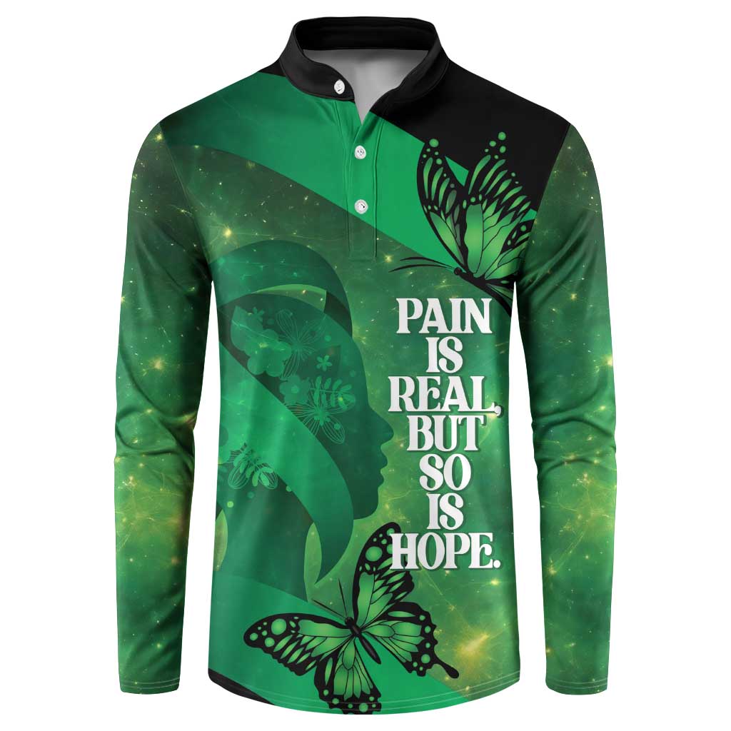 Personalised World Mental Health Awareness Month Button Sweatshirt Warriors Brave Strong Galaxy Vibes