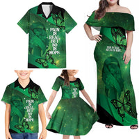 Personalised World Mental Health Awareness Month Family Matching Off Shoulder Maxi Dress and Hawaiian Shirt Warriors Brave Strong Galaxy Vibes