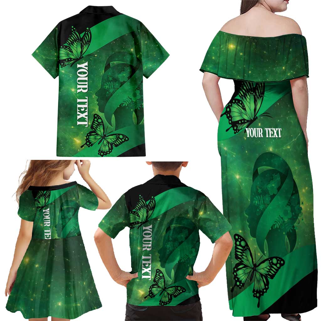 Personalised World Mental Health Awareness Month Family Matching Off Shoulder Maxi Dress and Hawaiian Shirt Warriors Brave Strong Galaxy Vibes