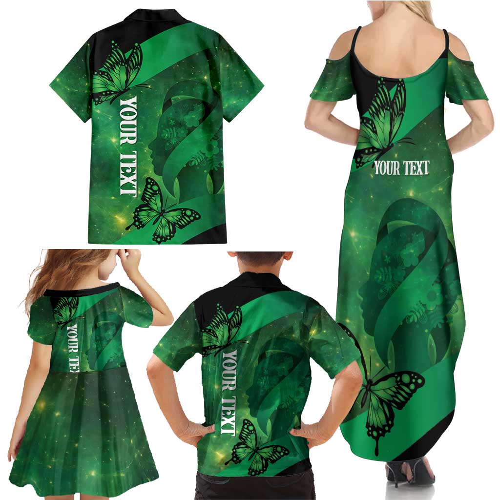 Personalised World Mental Health Awareness Month Family Matching Summer Maxi Dress and Hawaiian Shirt Warriors Brave Strong Galaxy Vibes