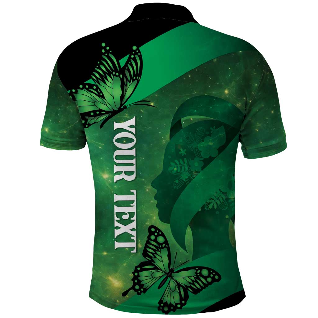 Personalised World Mental Health Awareness Month Polo Shirt Warriors Brave Strong Galaxy Vibes