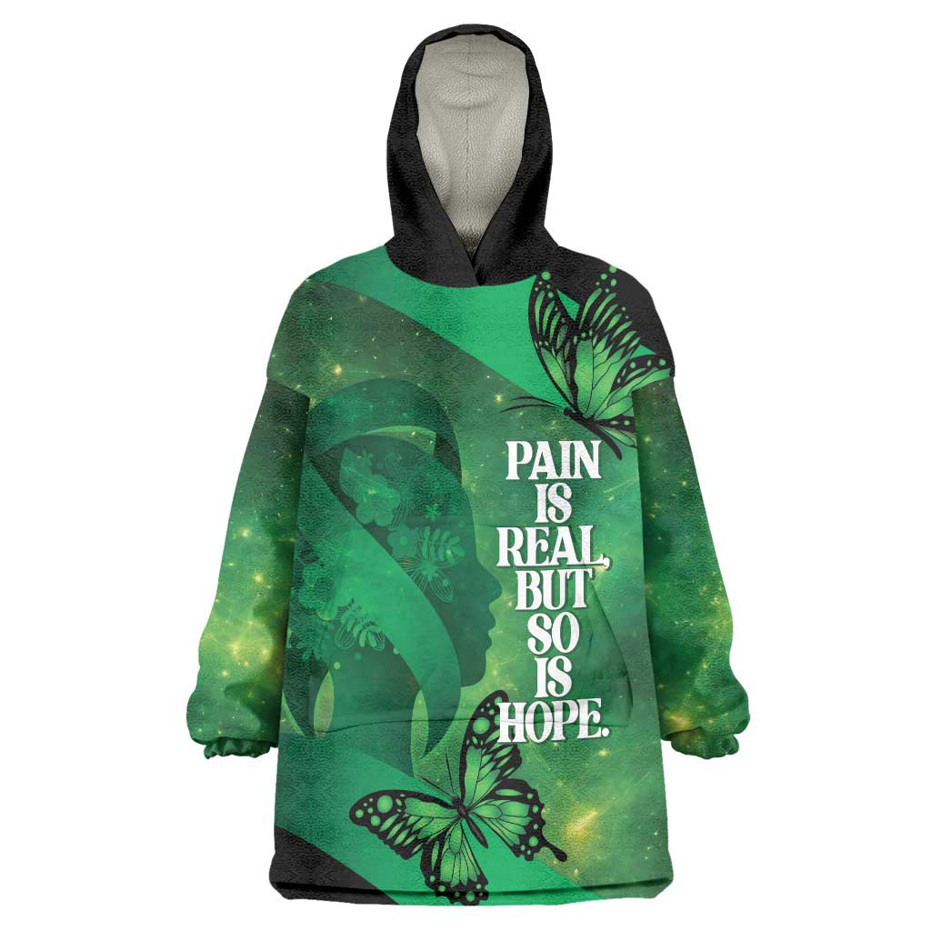 Personalised World Mental Health Awareness Month Wearable Blanket Hoodie Warriors Brave Strong Galaxy Vibes