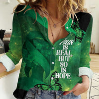 Personalised World Mental Health Awareness Month Women Casual Shirt Warriors Brave Strong Galaxy Vibes