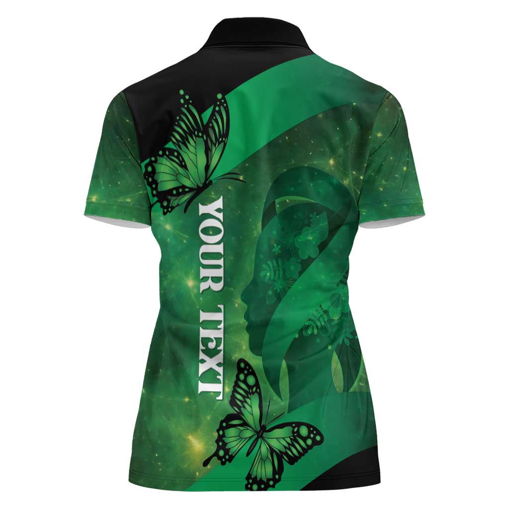 Personalised World Mental Health Awareness Month Women Polo Shirt Warriors Brave Strong Galaxy Vibes