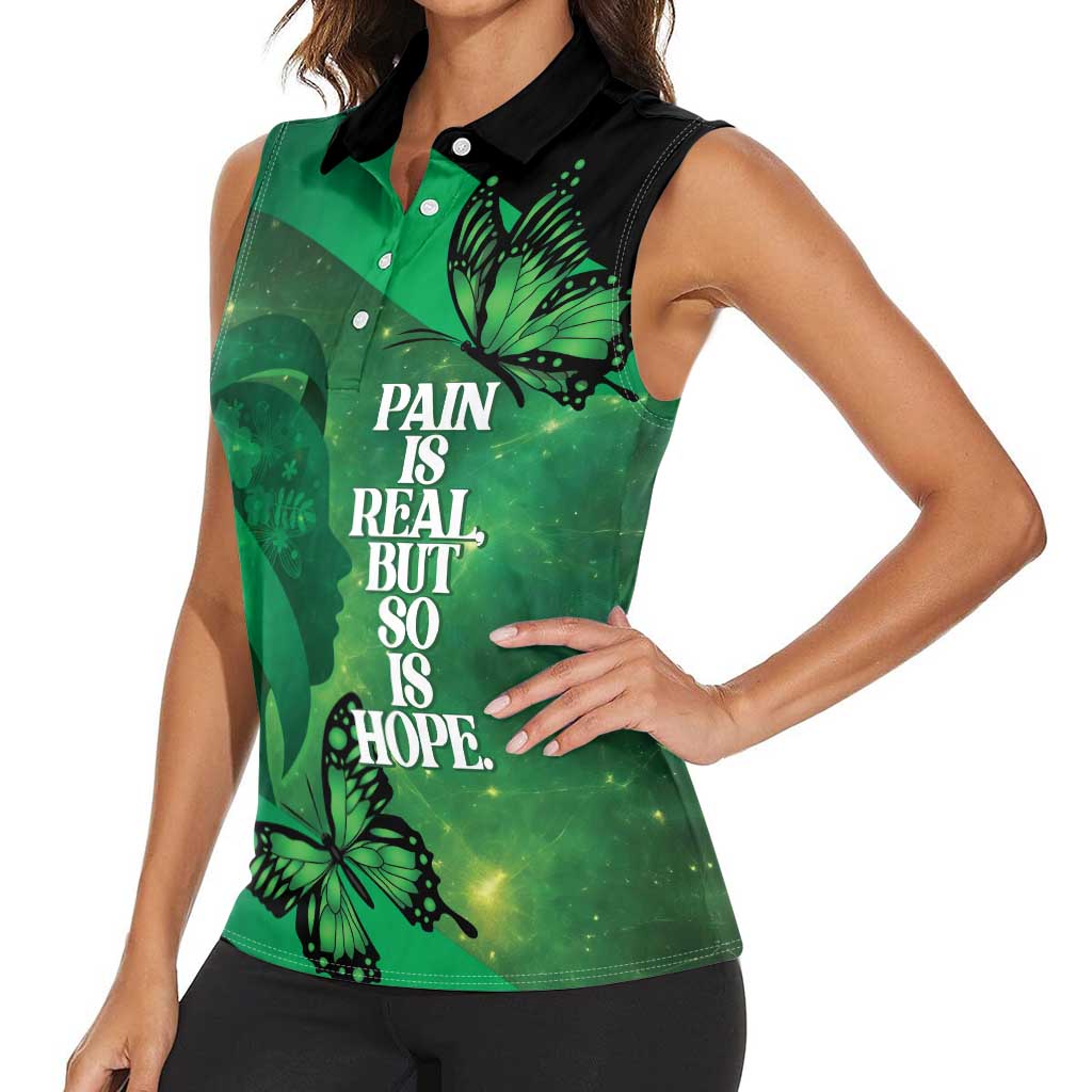 Personalised World Mental Health Awareness Month Women Sleeveless Polo Shirt Warriors Brave Strong Galaxy Vibes