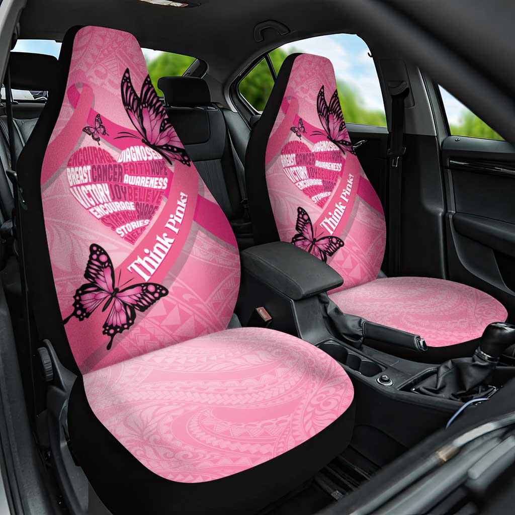 Polynesia Breast Cancer Awareness Month Car Seat Cover Pink Ribbon Mix Butterflies