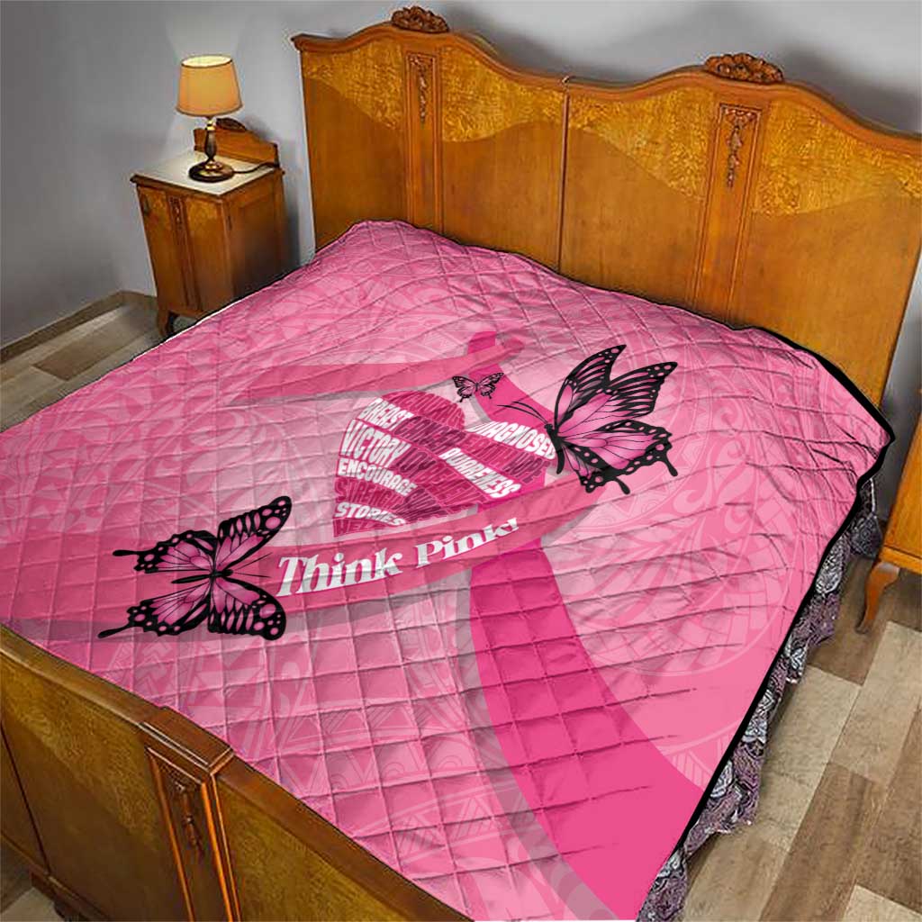 Polynesia Breast Cancer Awareness Month Quilt Pink Ribbon Mix Butterflies