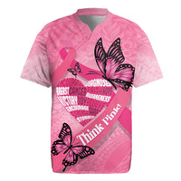 Polynesia Breast Cancer Awareness Month Rugby Jersey Pink Ribbon Mix Butterflies