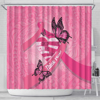Polynesia Breast Cancer Awareness Month Shower Curtain Pink Ribbon Mix Butterflies