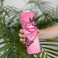 Polynesia Breast Cancer Awareness Month Skinny Tumbler Pink Ribbon Mix Butterflies