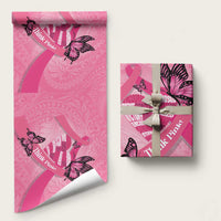 Polynesia Breast Cancer Awareness Month Wrapping Paper Pink Ribbon Mix Butterflies - Polynesian Pride