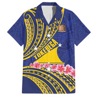 Personalised Tokelau Tokehega Day Family Matching Puletasi and Hawaiian Shirt Tokelauan Tatau Flag Color LT14 Dad's Shirt - Short Sleeve Blue - Polynesian Pride