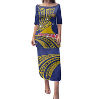 Personalised Tokelau Tokehega Day Family Matching Puletasi and Hawaiian Shirt Tokelauan Tatau Flag Color LT14 Mom's Dress Blue - Polynesian Pride