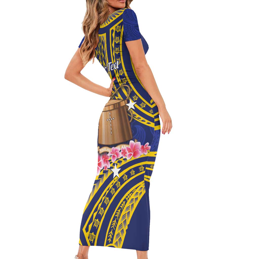 Personalised Tokelau Tokehega Day Family Matching Short Sleeve Bodycon Dress and Hawaiian Shirt Tokelauan Tatau Flag Color LT14 - Polynesian Pride