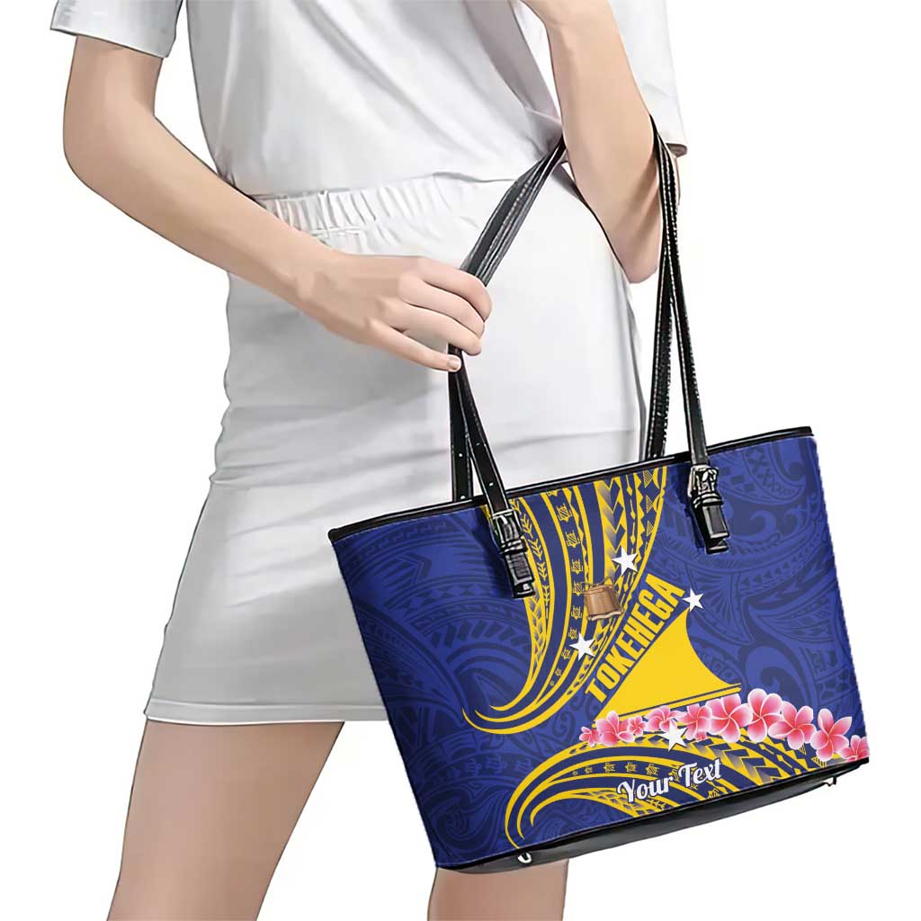Personalised Tokelau Tokehega Day Leather Tote Bag Tokelauan Tatau Flag Color LT14 - Polynesian Pride