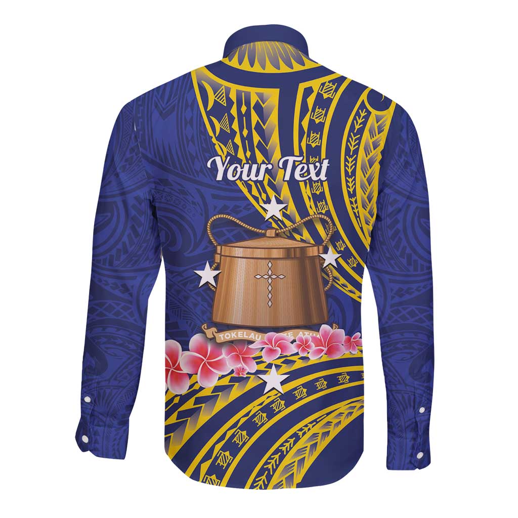 Personalised Tokelau Tokehega Day Long Sleeve Button Shirt Tokelauan Tatau Flag Color LT14 - Polynesian Pride