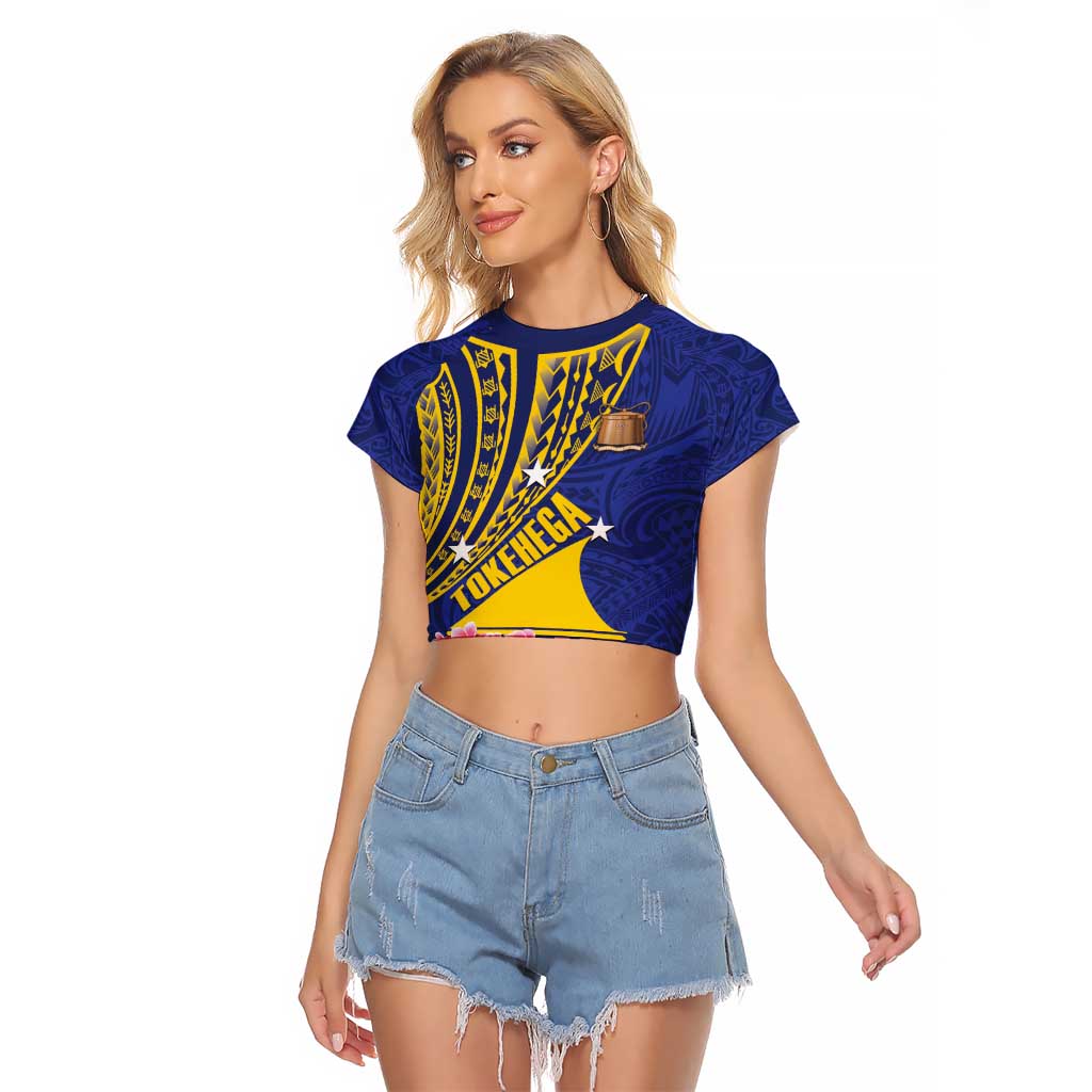 Personalised Tokelau Tokehega Day Raglan Cropped T Shirt Tokelauan Tatau Flag Color - Polynesian Pride