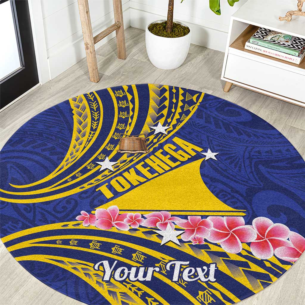Personalised Tokelau Tokehega Day Round Carpet Tokelauan Tatau Flag Color LT14 Blue - Polynesian Pride