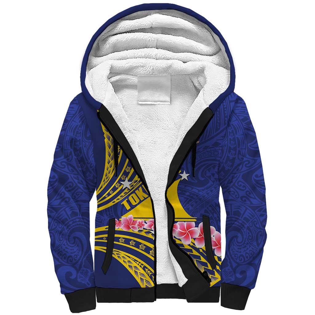 Personalised Tokelau Tokehega Day Sherpa Hoodie Tokelauan Tatau Flag Color LT14 Unisex Blue - Polynesian Pride