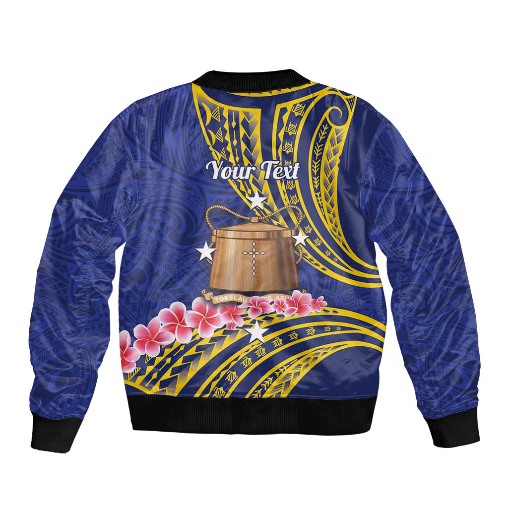 Personalised Tokelau Tokehega Day Sleeve Zip Bomber Jacket Tokelauan Tatau Flag Color LT14 - Polynesian Pride