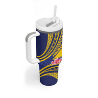 Personalised Tokelau Tokehega Day Tumbler With Handle Tokelauan Tatau Flag Color LT14 - Polynesian Pride
