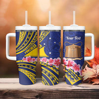 Personalised Tokelau Tokehega Day Tumbler With Handle Tokelauan Tatau Flag Color LT14 - Polynesian Pride