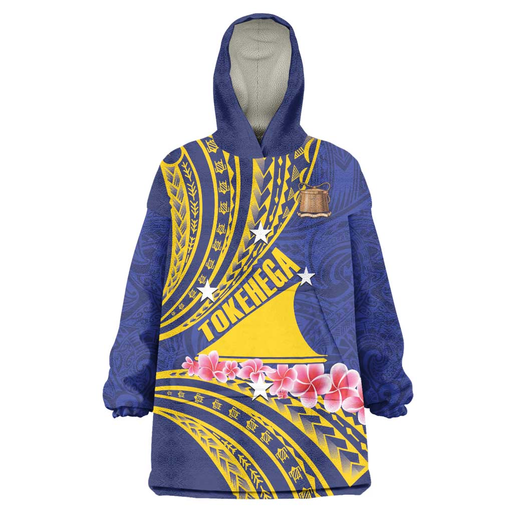 Personalised Tokelau Tokehega Day Wearable Blanket Hoodie Tokelauan Tatau Flag Color LT14 One Size Blue - Polynesian Pride